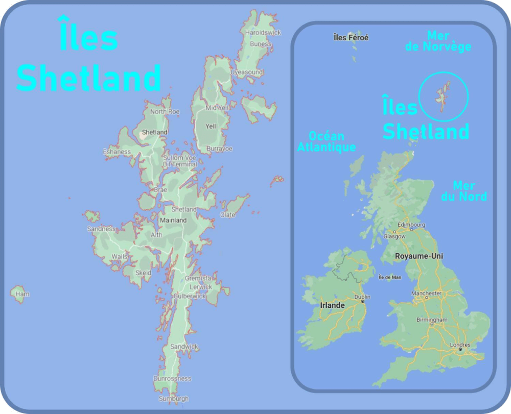 Carte des îles Shetland