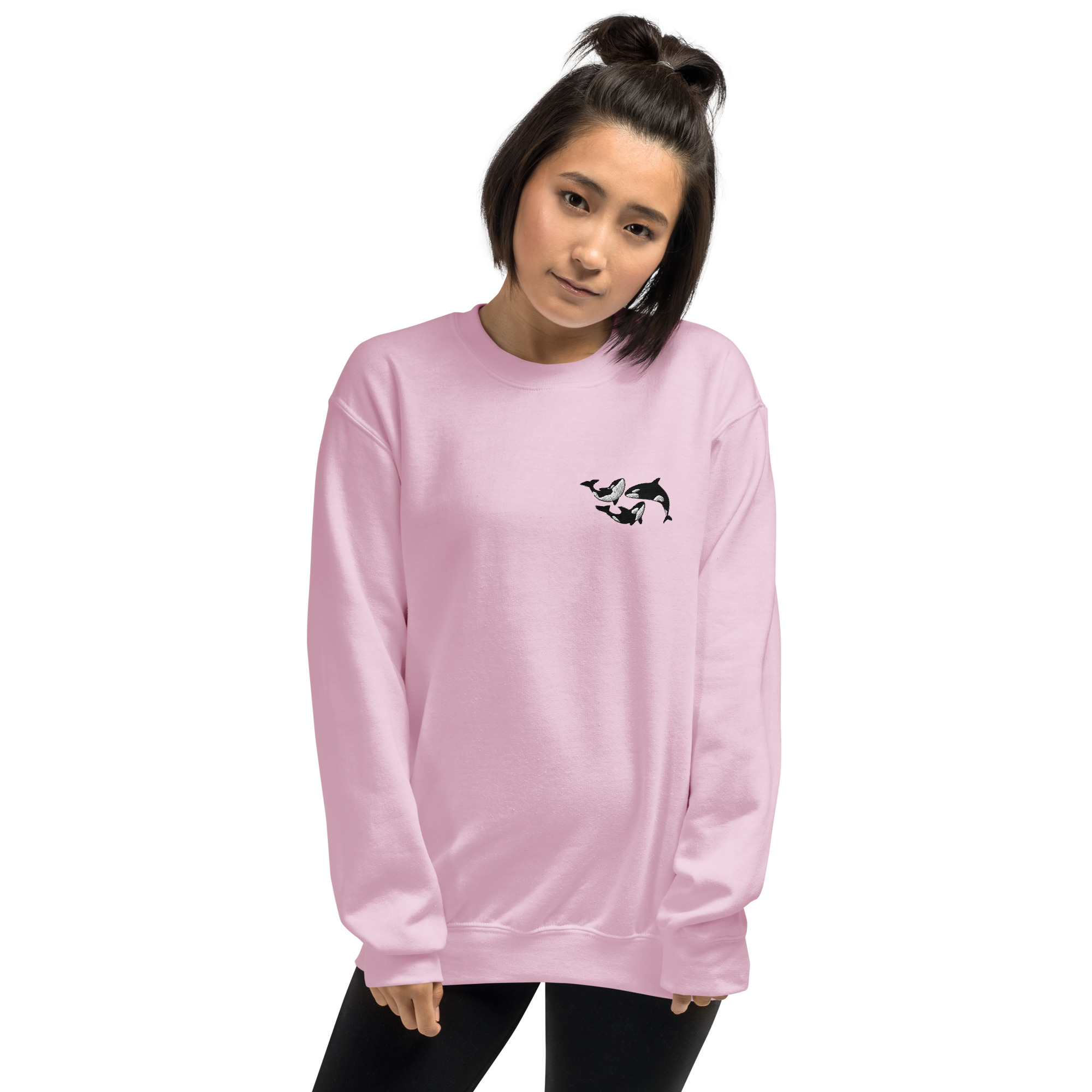 Sweatshirt Les 3 Orques brodé rose