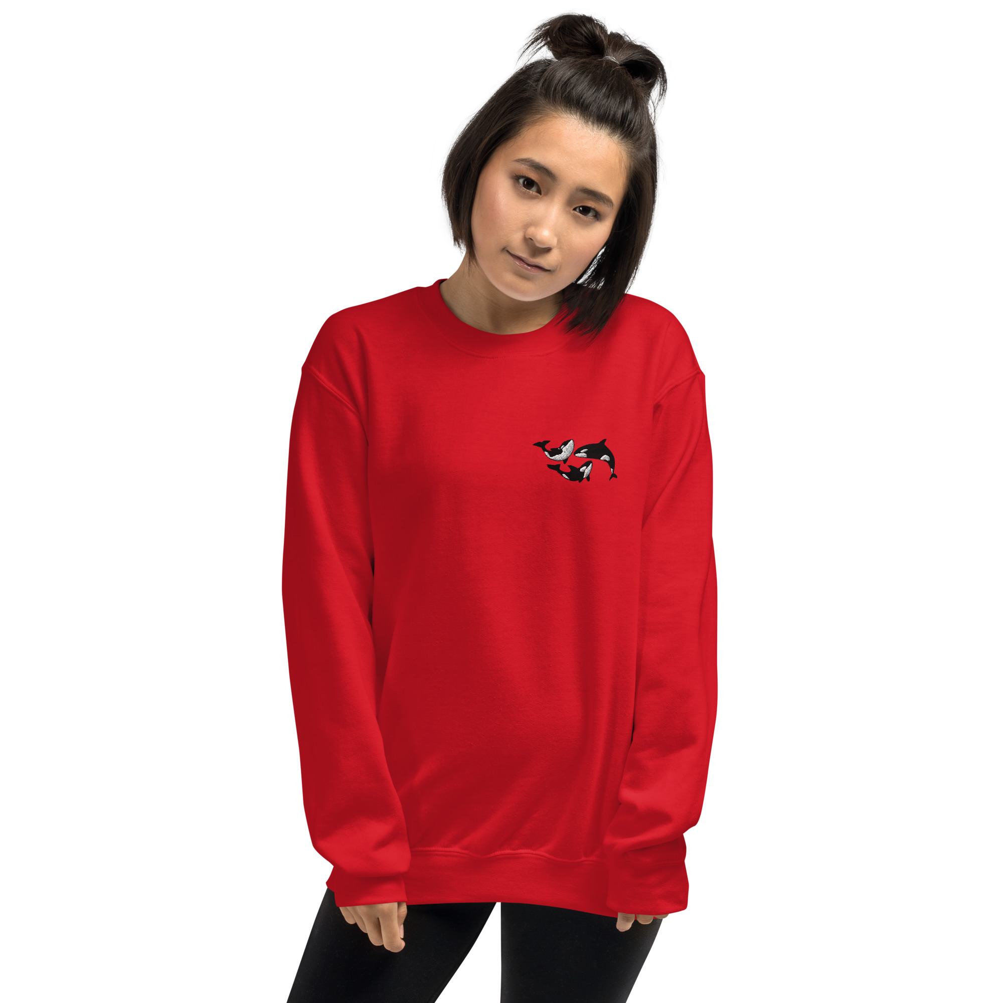 Sweatshirt Les 3 Orques brodé rouge