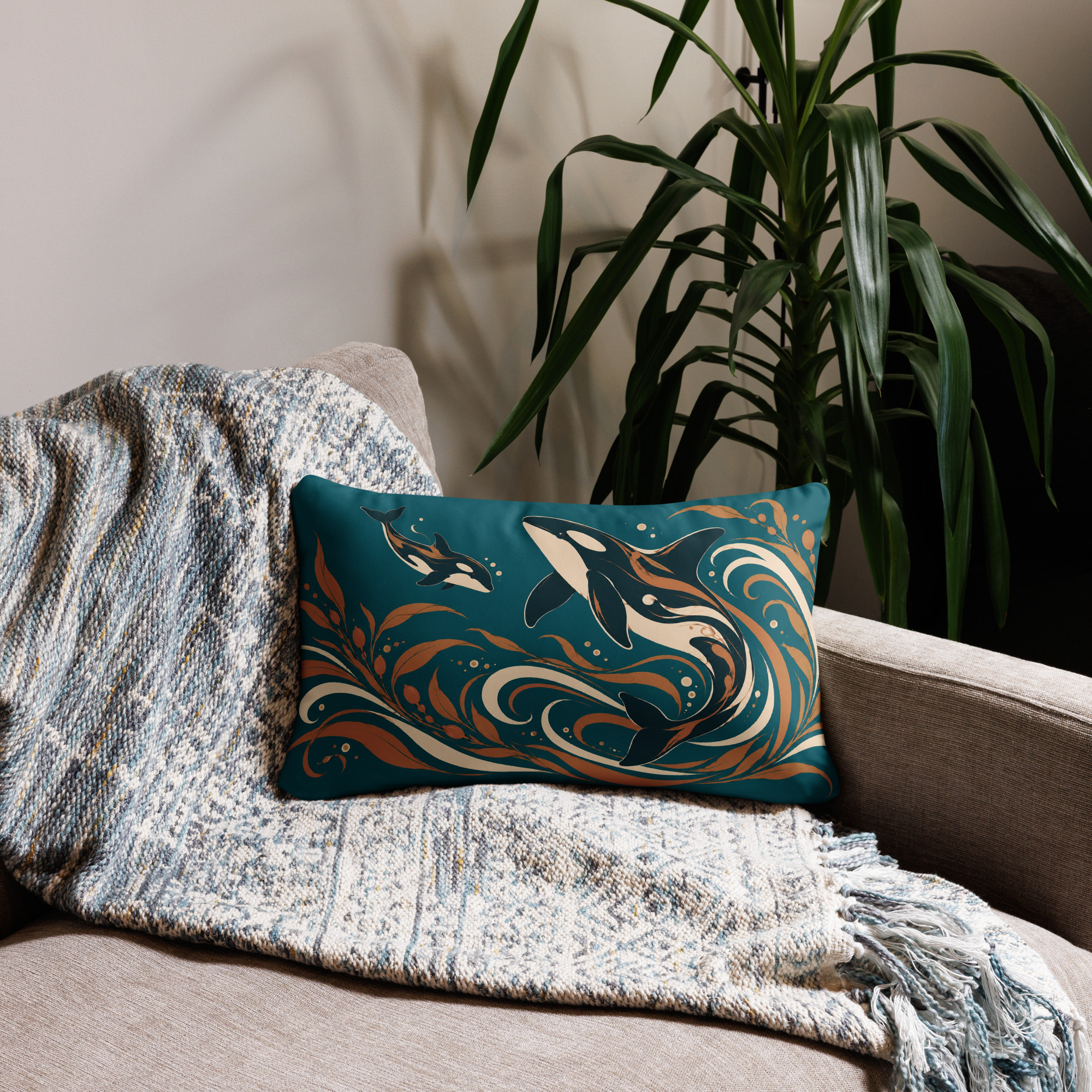 Coussin Les Orques dans le Goémon