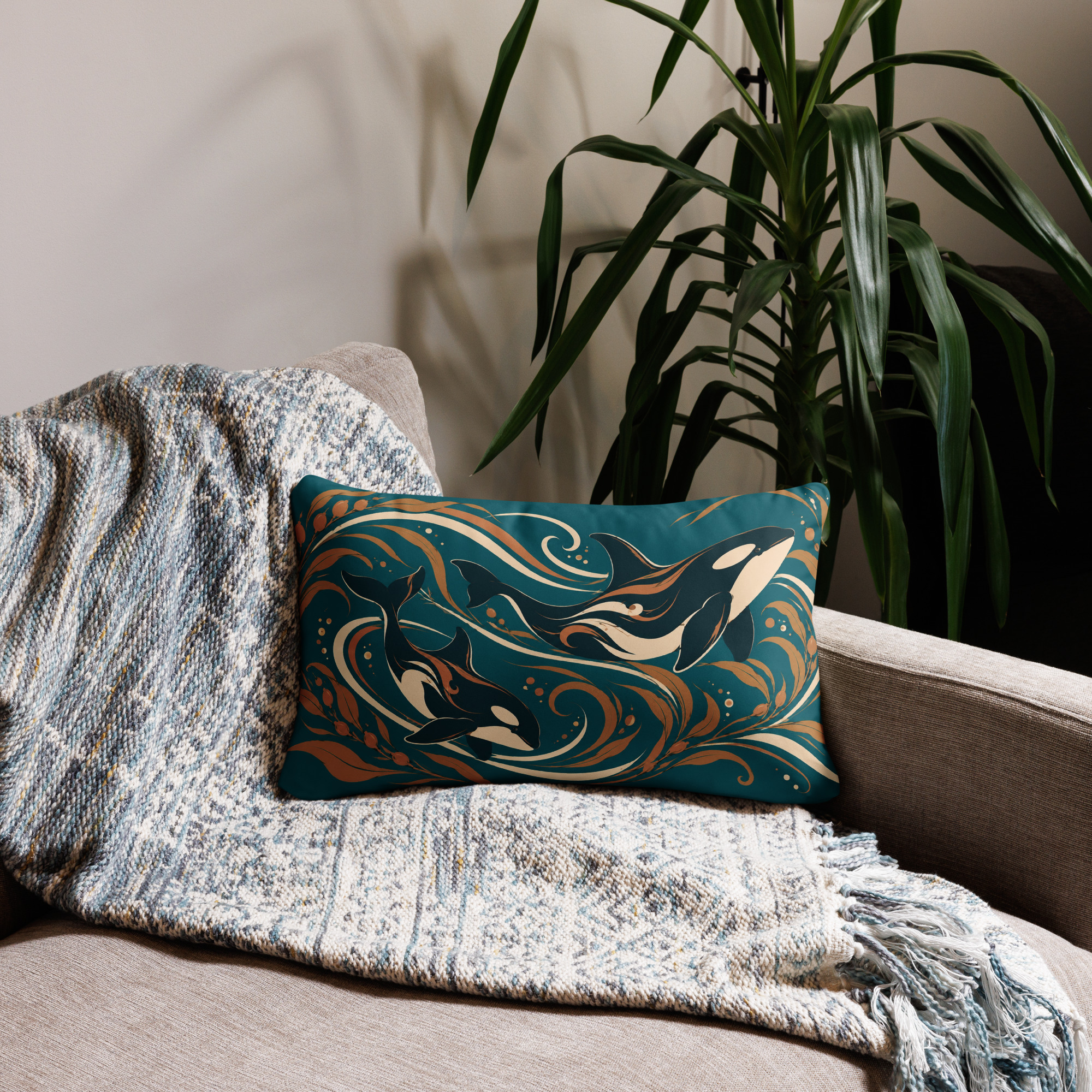 Coussin Les orques dans le Goémon